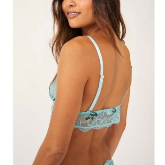 Free People Intimately For Me For You Lace Bralette In Aqua Fur Combo - Picture 3 of 4
